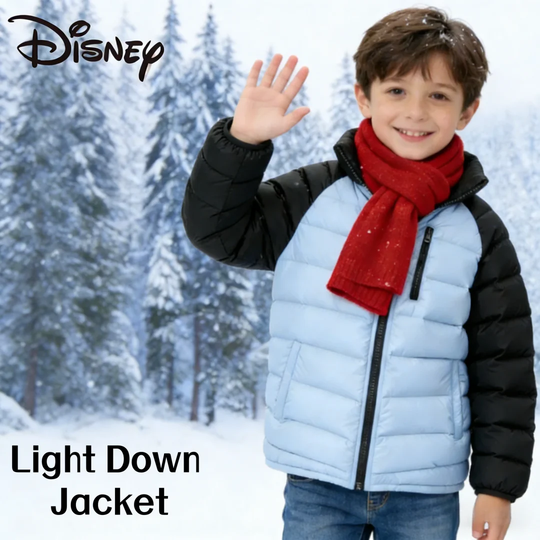 

Детская легкая дышащая куртка Disney, устойчивая к холоду, теплая пуховая куртка, детская осенне-зимняя ветрозащитная пуховая куртка