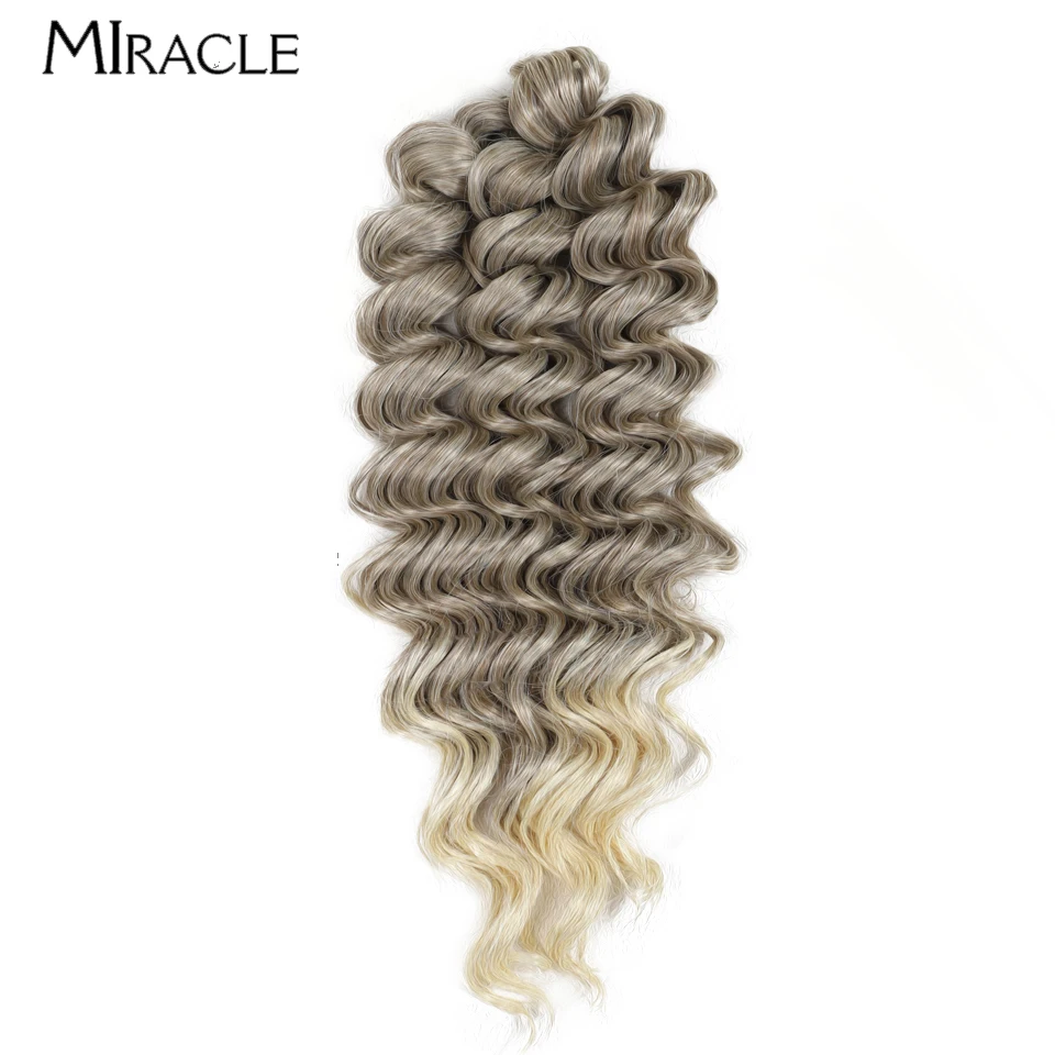 MIRACLE-extensiones de cabello de ganchillo de 30 pulgadas y 70CM, mechones de pelo trenzado de onda profunda, trenzas sintéticas de ganchillo, cabello falso ondulado largo