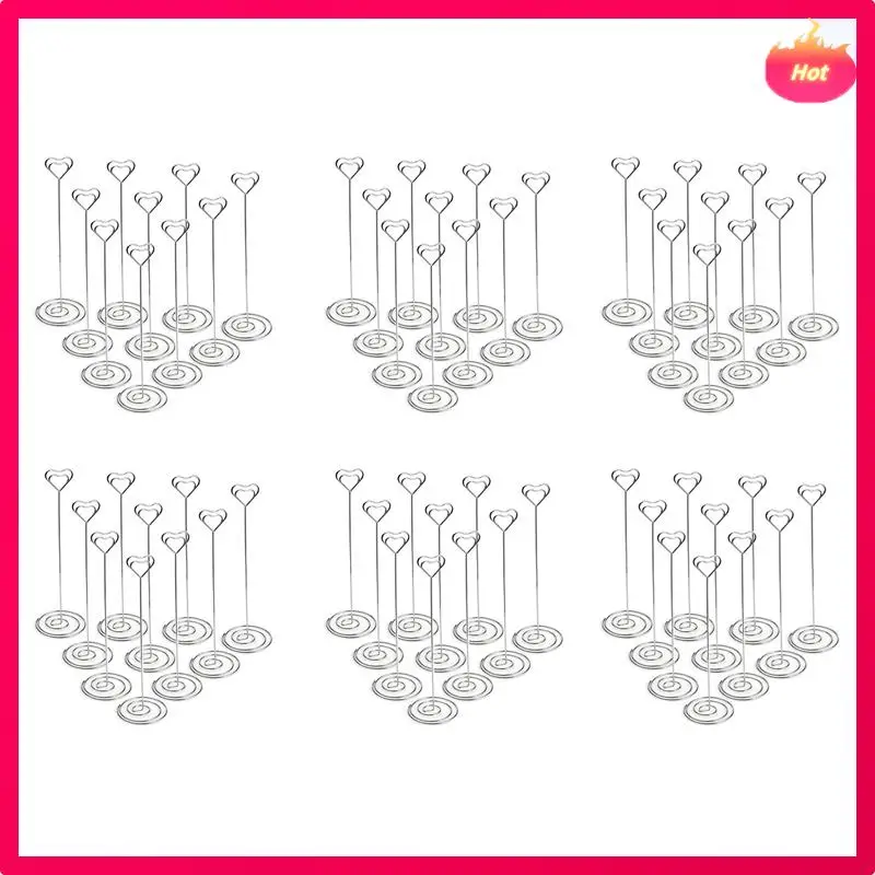 

60Pcs 8.6 Inch Tall Place Card Holders Heart Shape Table Number Holder Stands Picture Photo Note Memo Clip For Wedding