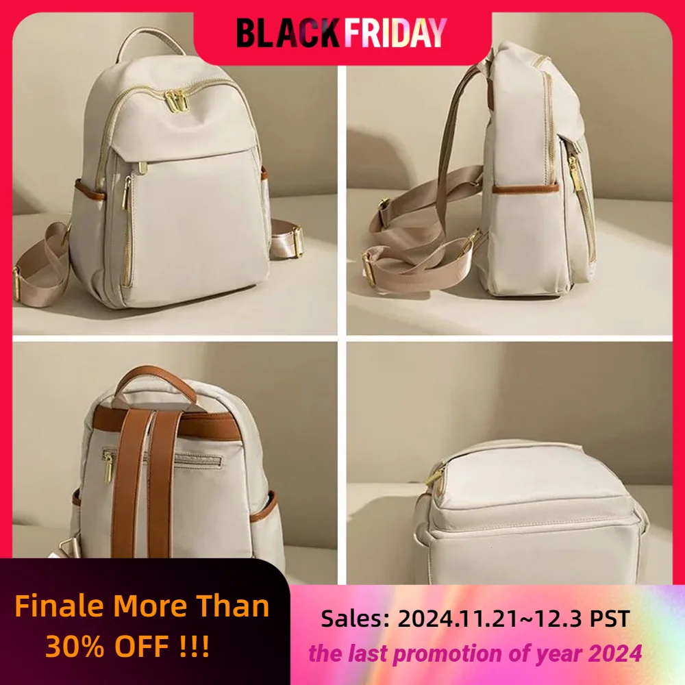 Women's Backpacks Fashion Elegant Bags Contrast Khaki Color Leisure New Stylish Outdoor Travelbags Water Resistant Simplicity