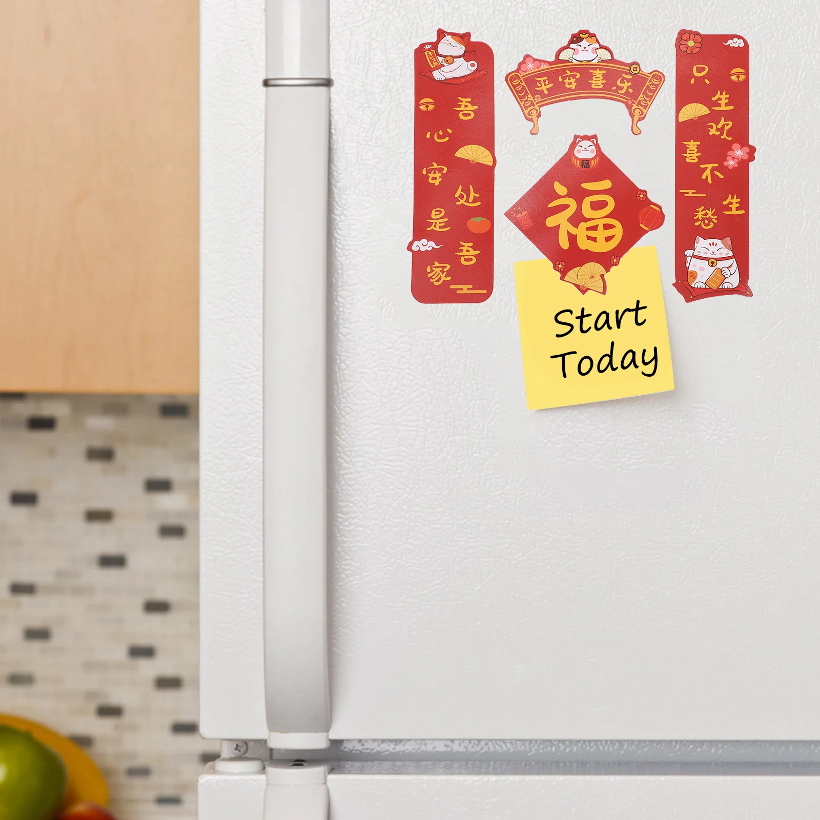 1 Set Of Chinese Couplets Fridge Magnets Strong Magnetic Refrigerator Stickers For Spring Festival Party Diy Decor New Year - Image 2