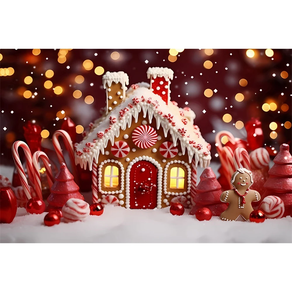 Frohe Weihnachten Hintergrund Fotografie Hintergründe Weihnachten rotes Haus Lebkuchen Winter Schnee Hintergrund Dekor Baby Dusche Studio Requisiten