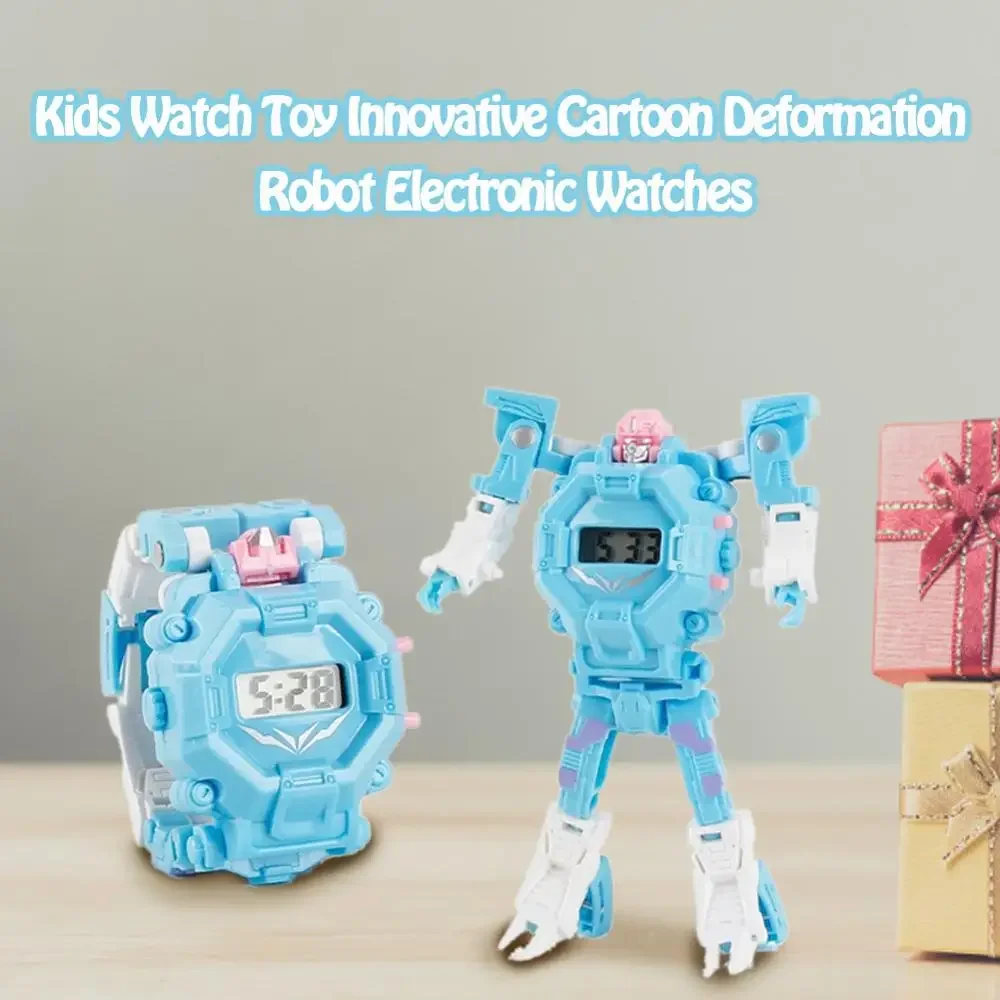 Kids Watch Toy 2 In 1 Innovative Cartoon Watch Children Digital Watch Deformation Robot Electronic Toy Watches (Random Style)