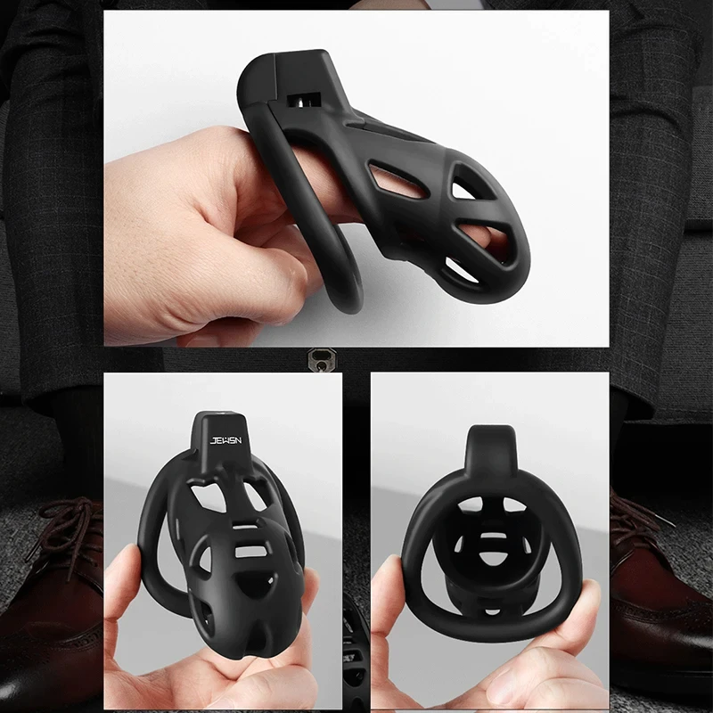 Gaiola de castidade masculina discreta, dispositivo de castidade sissy femboy com anéis de pênis de 3 tamanhos, brinquedo sexual adulto para homens