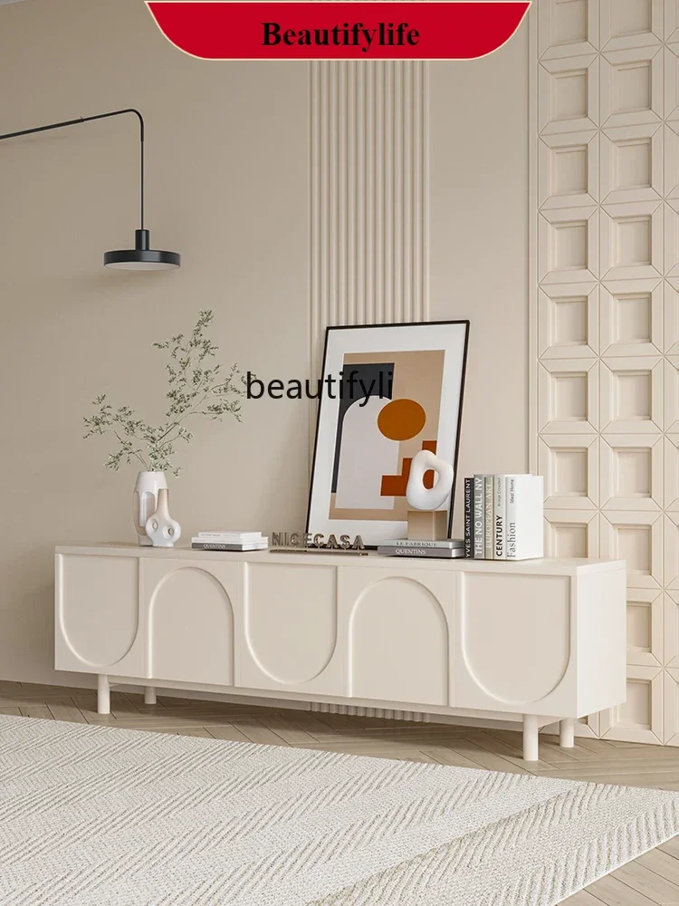 

DD132 French Cream Wind TV Cabinet Small Apartment Living Room Storage Floor Cabinet Nordic Japanese Storage TV Cabinet