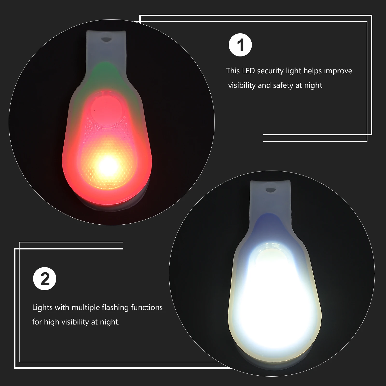 

2Pcs LED Magnetic Clip on Flashlight Safety Light Night Running Walking Outdoor Sports Cycling Jogging Red White Flash Modes