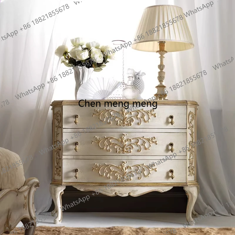 

European solid wood chest, designer drawer cabinet, French retro entrance decorative cabinet