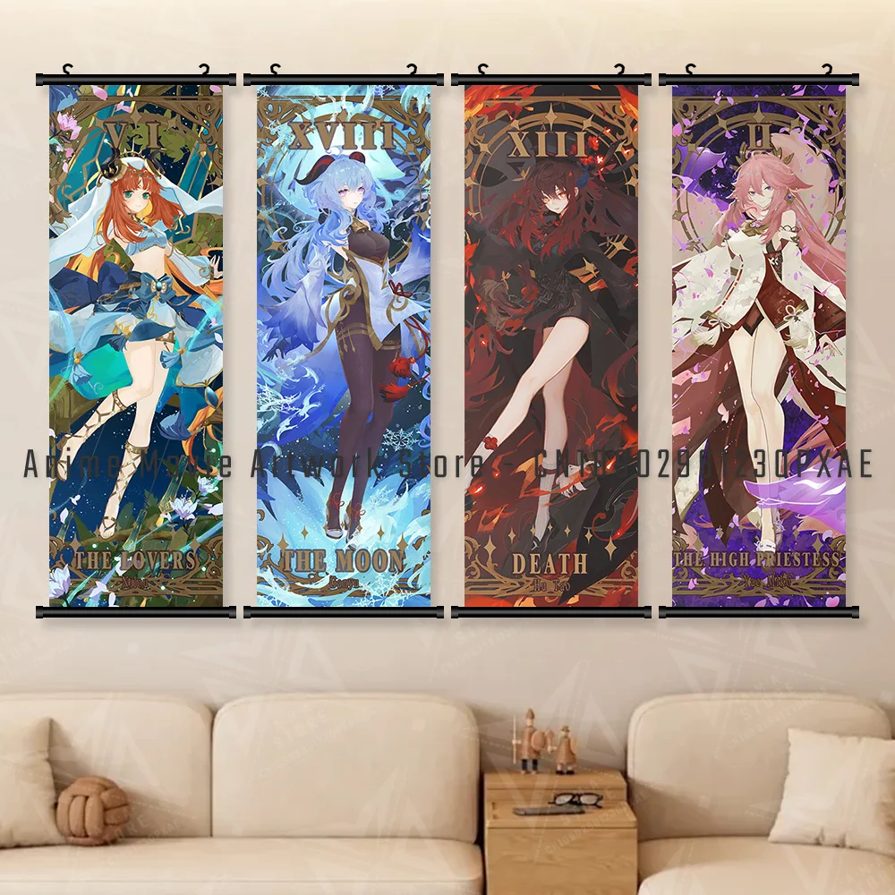 Gioco Genshin Impact Stampa su tela Home Decor Wall Art Appeso Pittura Anime Poster Viaggiatore HD Pergamene Immagine per soggiorno