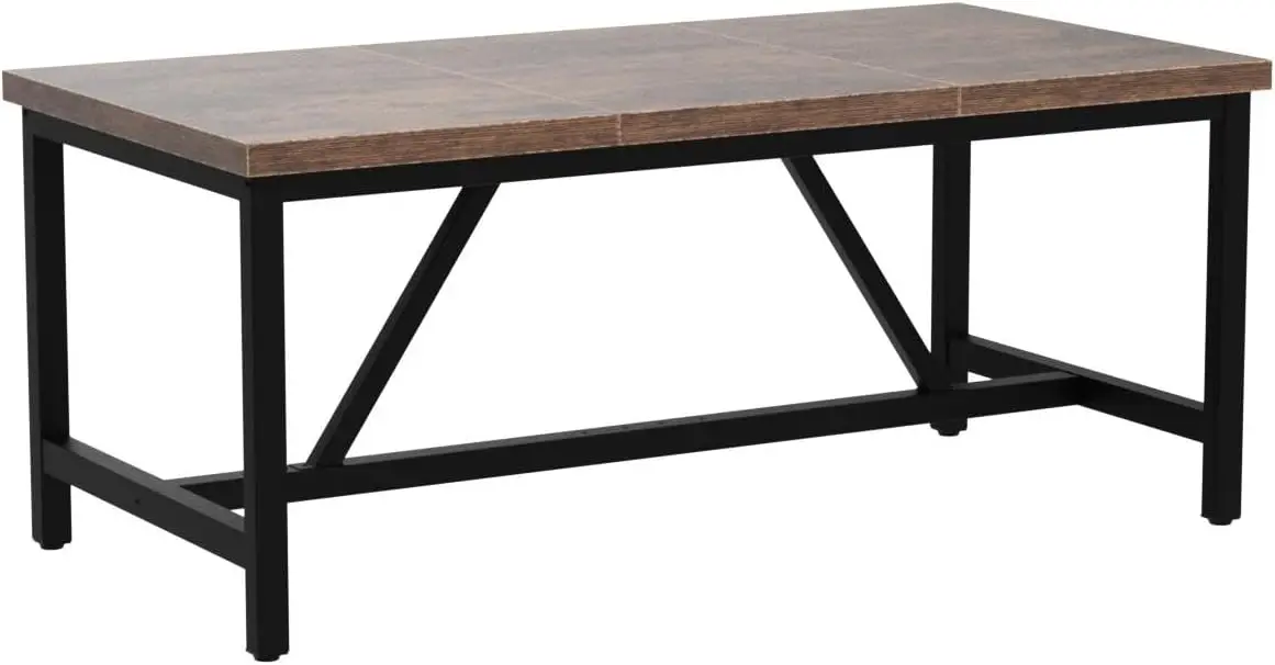 Grande table de salle à manger de cuisine rectangulaire, salle à manger d'appartement, style bois industriel, ferme marron rustique, 70.8 po, 6 à 8 personnes