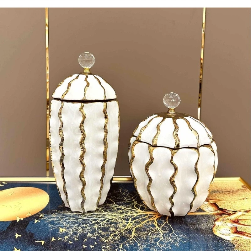 European light luxury electroplated ceramic storage jar vase decor living room decoration ginger home