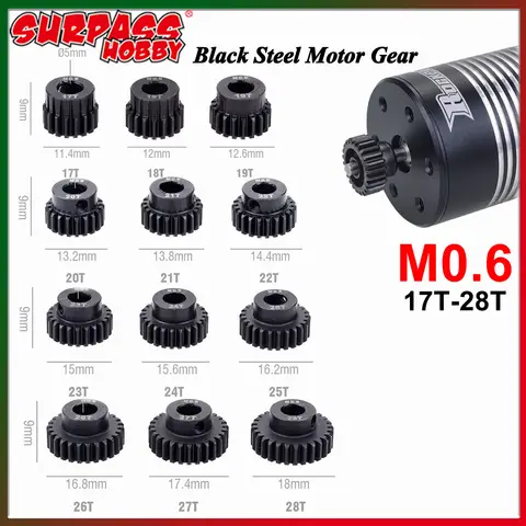 M0.6 17T 18T 19T 20T 21T 22T 23T 24T 25T 26T 27T 28T 5mm Axel Metall Pinjong Stål Motorväxel för 1/10 RC Bilmodell Leksaksdelar 10 best sales 17 mm till 24 mm sexkantsadapter - №10