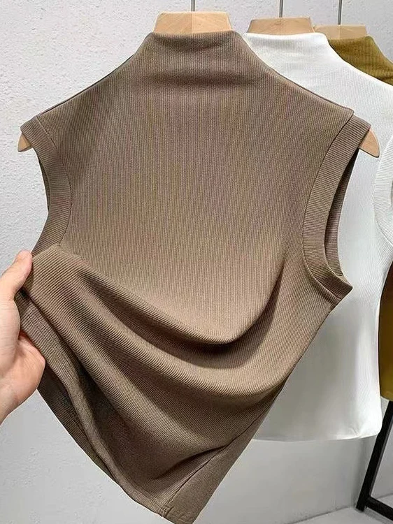 

plus Size Autumn Winter f High Collar Svel Vest Women's Slim Fit Base irt Underwear Versatile Boting Top