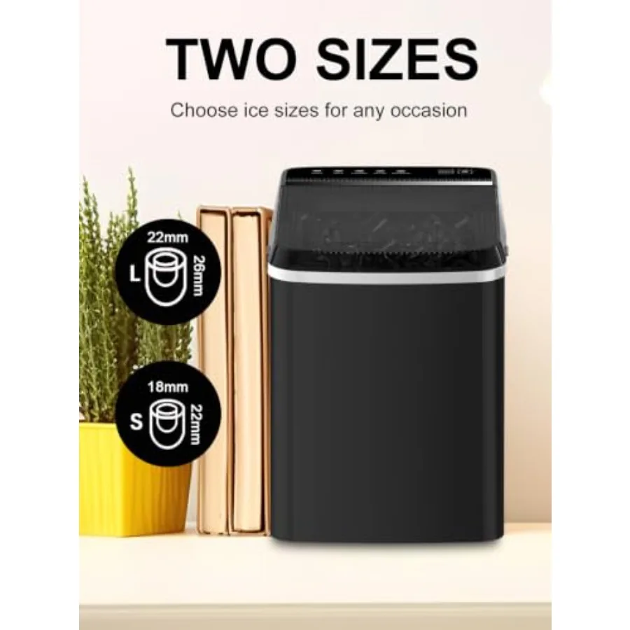 Portable Ice Cube Machine, Countertop Ice Maker, 9 Cubes Ready in 6-13 Mins, 15kg/33lbs, Portable Ice Cube Machine, Carry Handl