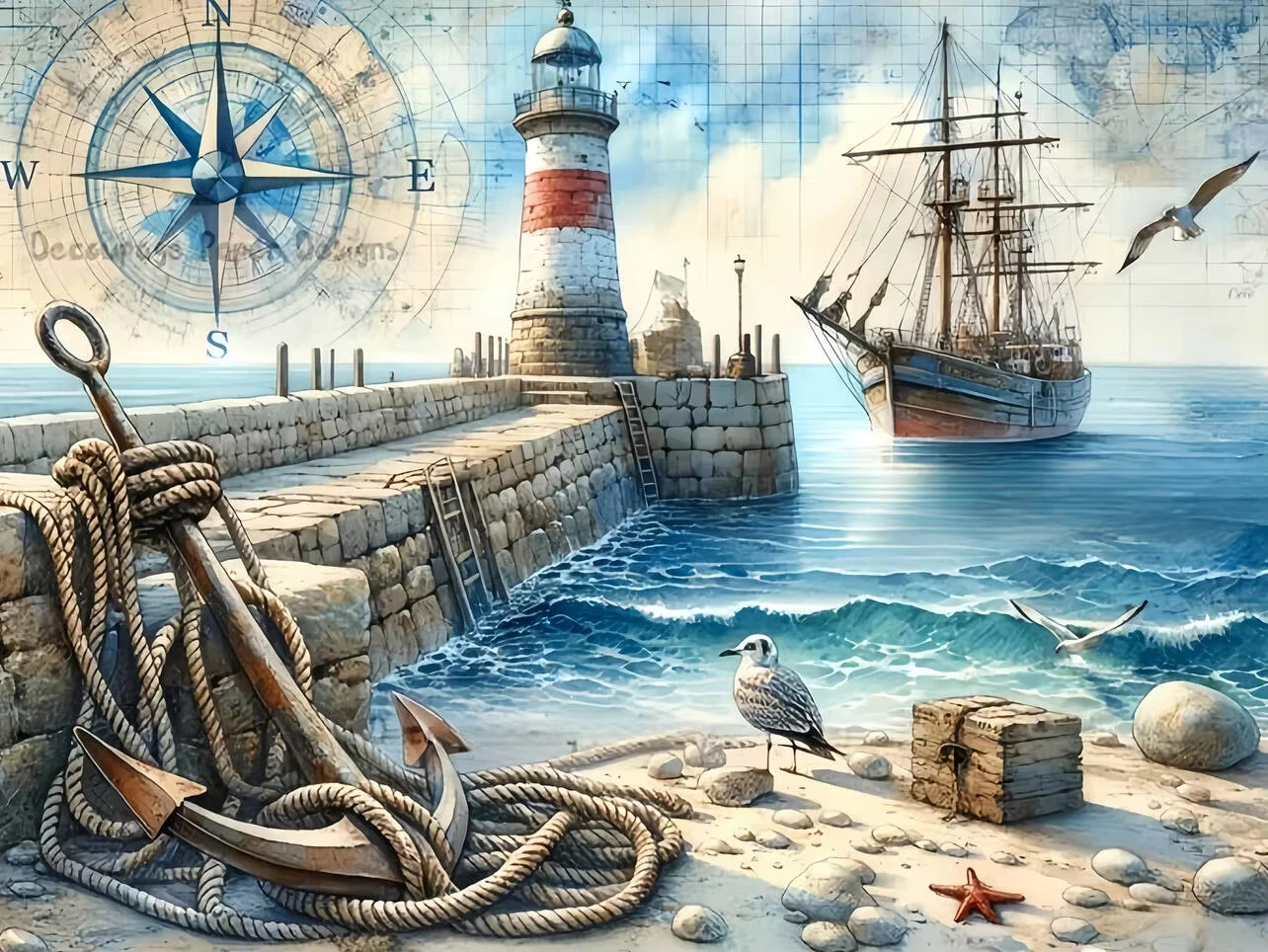 DIY 5D Diamond Mosaic Novelties Ship Lighthouse Bird Animal Landscape Full Square Round Diamond Painting Kits Home Decor