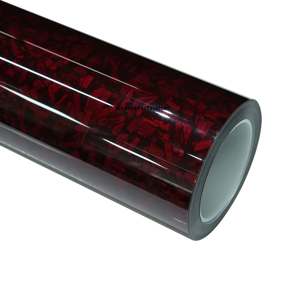WRAPMASTER 1.52*16m High-quality Glossy Forged Carbon Red TPU PPF Car Body Paint Protection Film