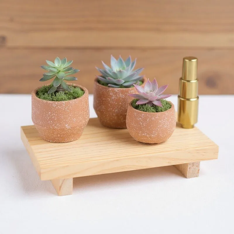 Neue Modische Holz-Badezimmer-Seifenschale Aufbewahrungsregal Retro Kerzenhalter Dekorative Ornament-Pflanzenvase Holzsockel-Tablett