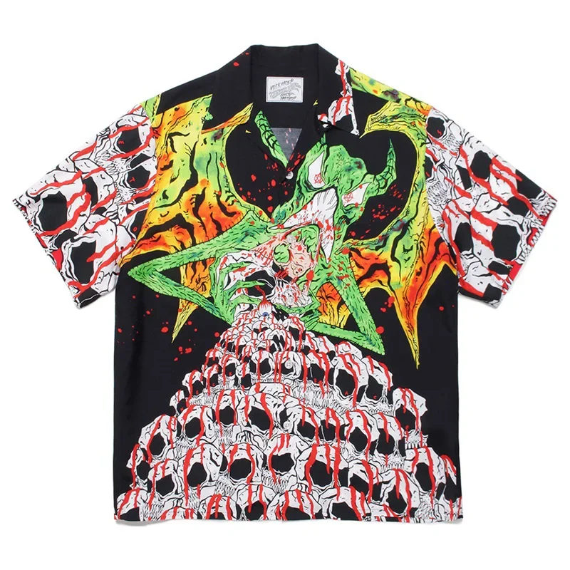 

New WACKO MAR Hip Hop Shirt Graffiti Full Print Summer Loose High Quality Fashion Short Sleeve Classic All-match