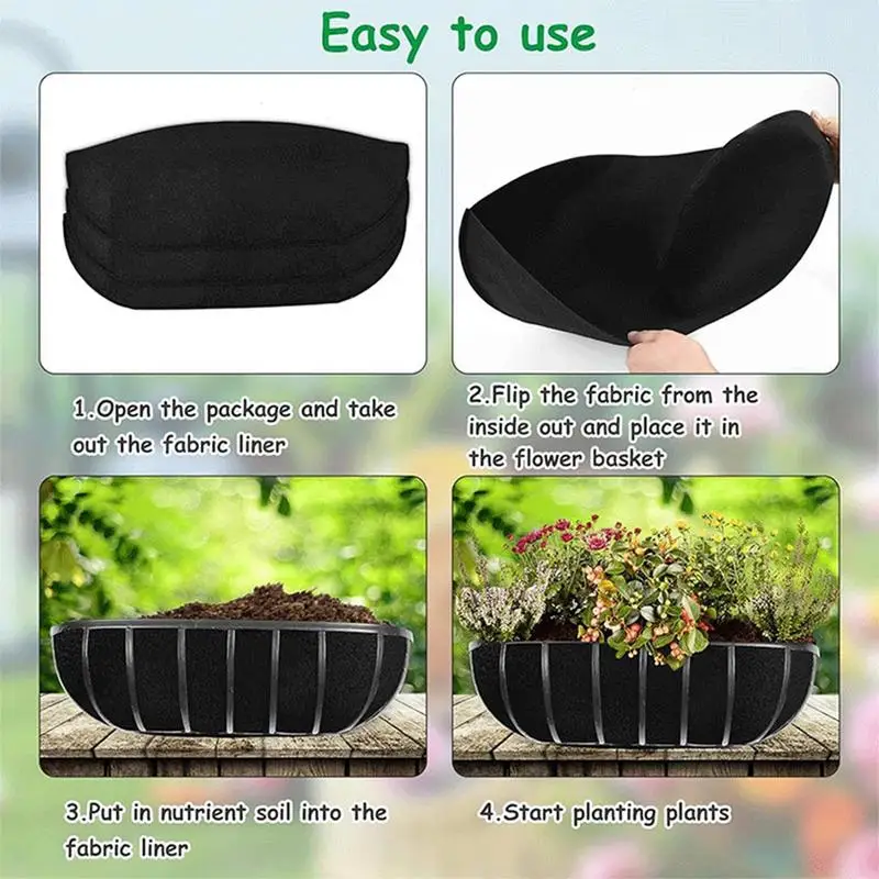 Felt Fiber Liners Thick Liners for Planters Hanging Basket Liners Replacement Liners for Garden Flower Pot Balcony Decoration
