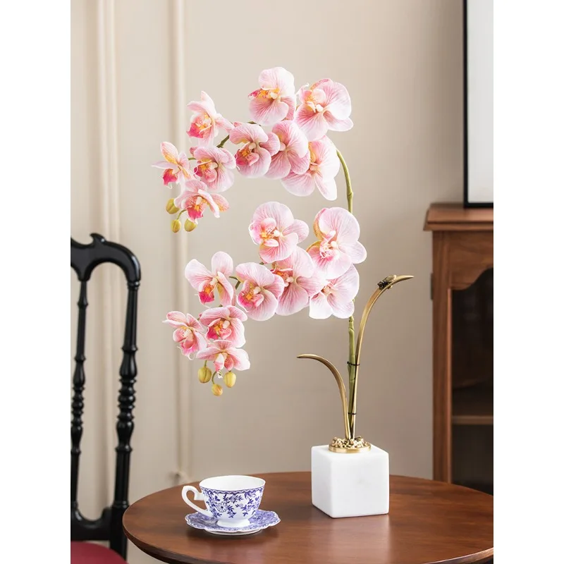 

Harvest Cottage Light Luxury Brass TV Cabinet Creative Orchid Ornament Gift Xuan Cabinet Desktop Living Room Home Decoration