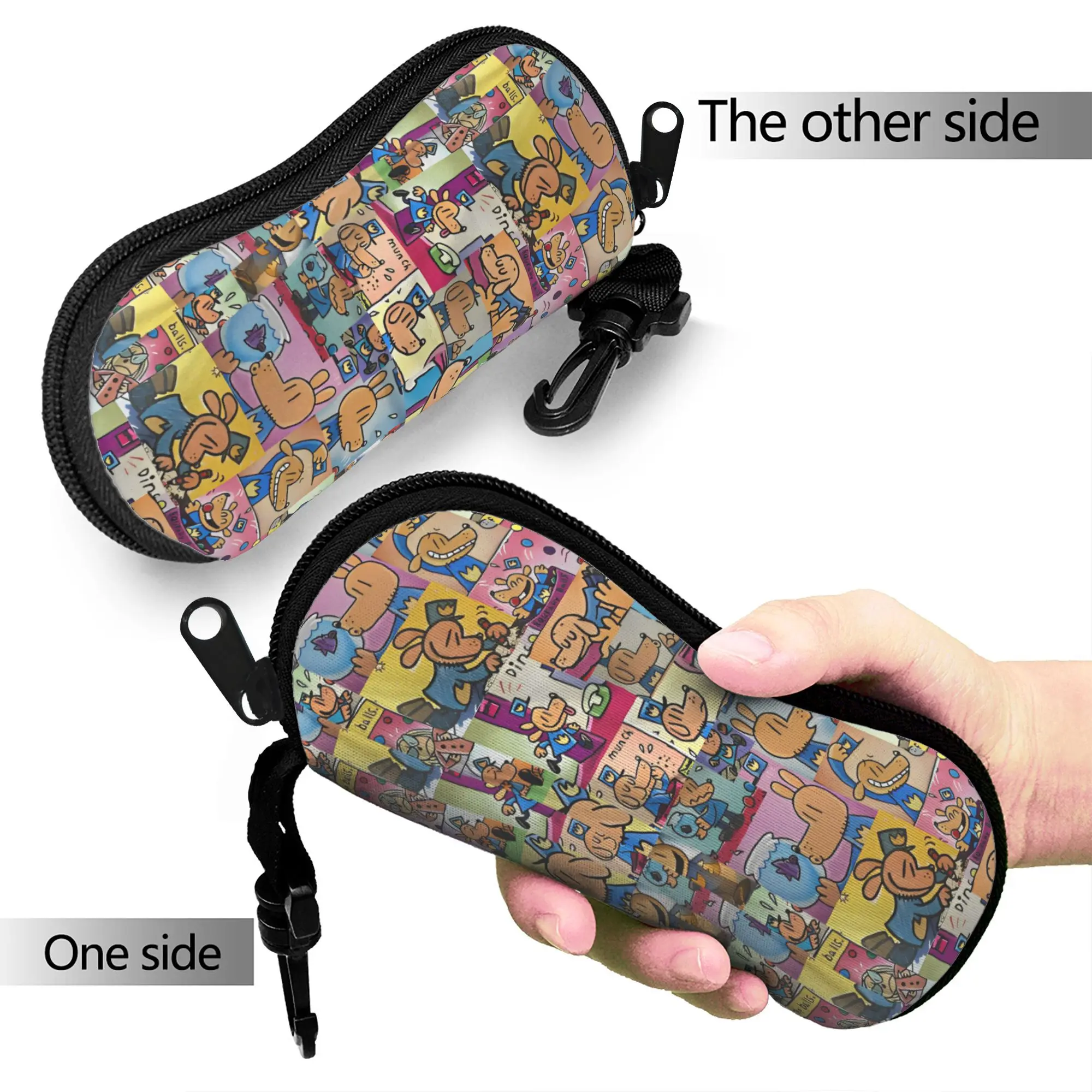 Dog Man Dogman And Friend Micro Glasses Case Cover Men  Sunglasses Case Soft Zipper Eyewear Organizer Daily Eyeglass Cases Cover