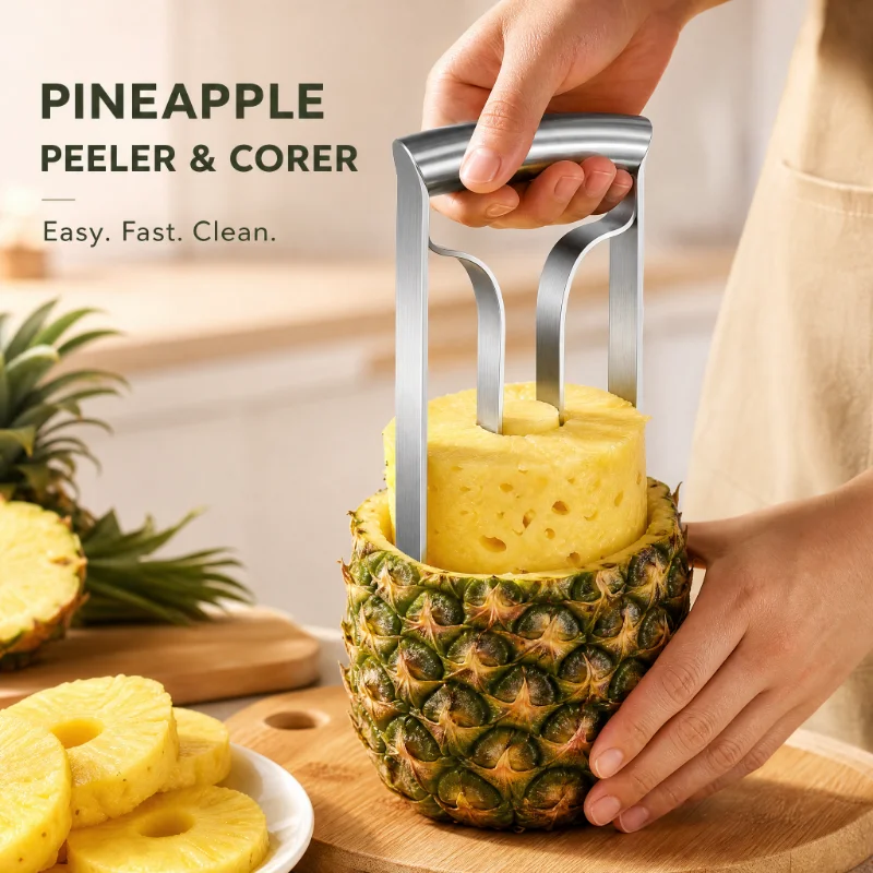 Pineapple Corer Slicer - ステンレス鋼パイナップルピーラーカッター肉抽出器カットコアーリムーバーマシン家庭用キッチンナイフスライサーフルーツツール