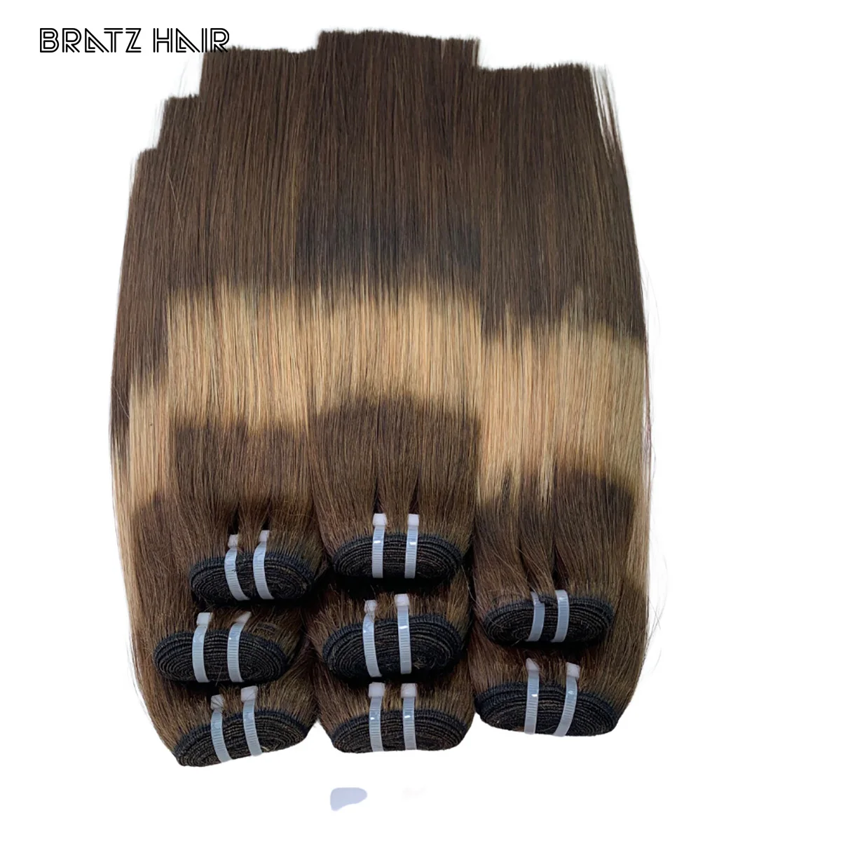 3T Bone Straight Ombre Коричневый Блондин Цвет Супер Двойной Вытянутый Длительный срок службы Пучки Наращивание Волос 13x4 Фронтальная Застежка 4x4