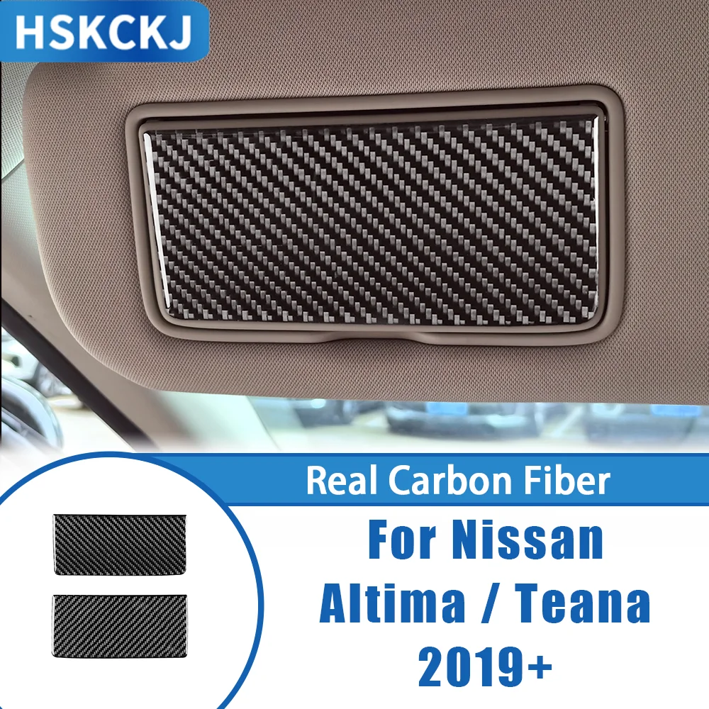 Carbon Fiber Makeup Mirror Pad Decoration Car Accessories Interior Cover Trim Modification Sticker For Nissan Altima Teana 2019+