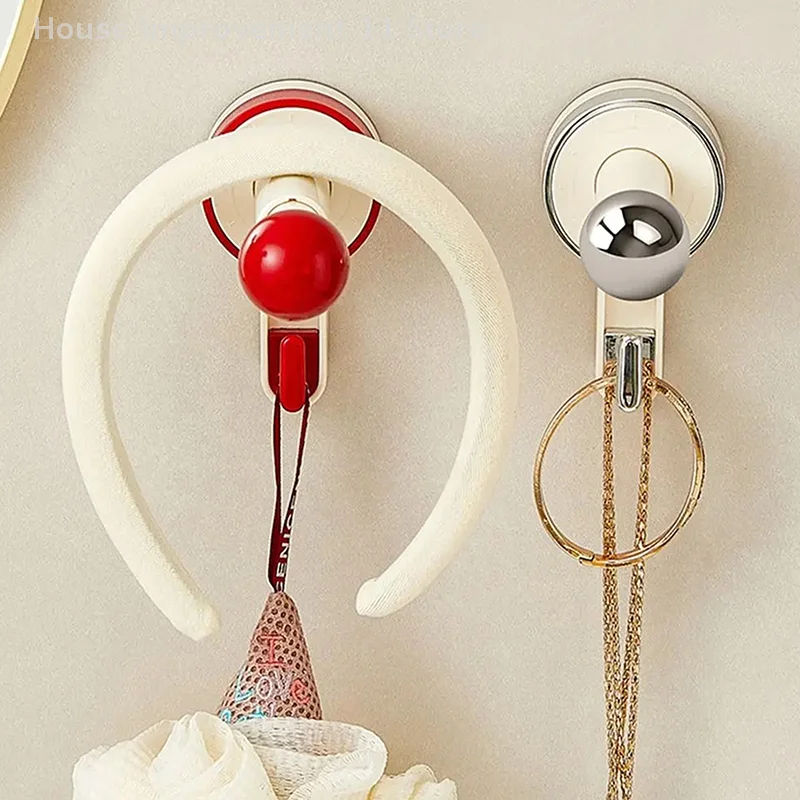 1Pc Retractable Clothes Drying Rack Punch-free Suction Cup Round Ball Hook Multifunctional Traceless Clothes And Hat Racks