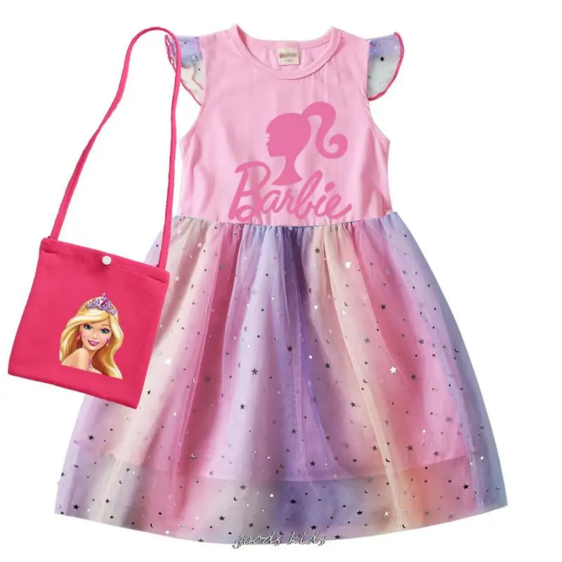 Dziewczęce ubrania Barbie film na co dzień dziewczyna Cosplay nowy rok kostiumy dziewczyny sukienki Bag Kawaii dzieci księżniczka sukienka urodziny