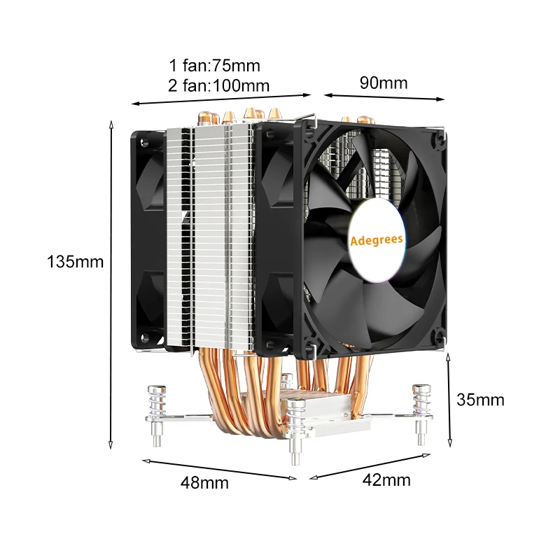 CPU Air Cooler 6HeatPipes 4PIN PWM PC Processor Radiator Silent Fan For LGA1700 1200 1366 1151 1150 2011 X99 X79 AM4 AM5