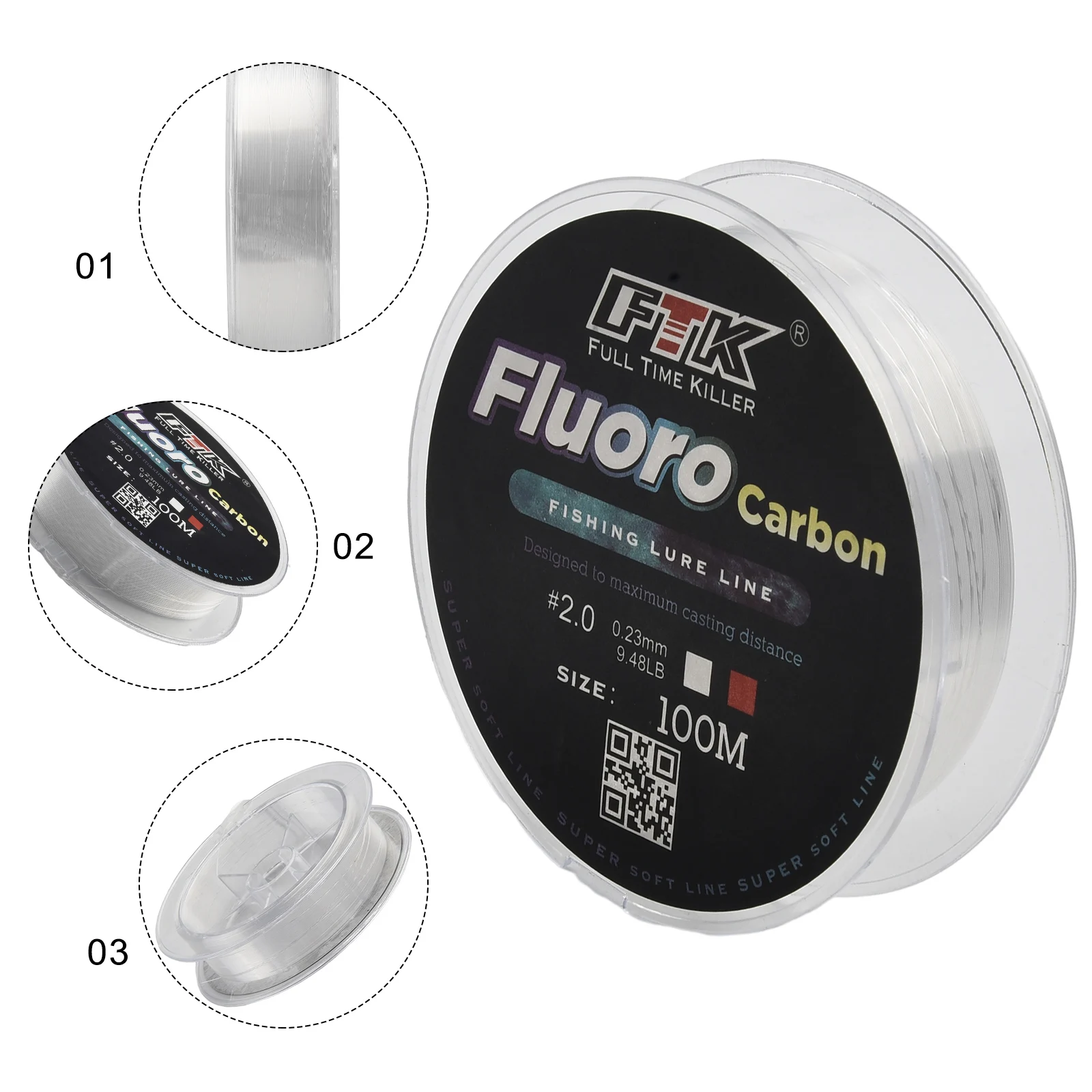 1roll Fishing Line 100M Fluorocarbon Fishings Lures Lines 4.13-34.32LB Carbon Fibers Leader Soft Line 50g Fishing Accessories