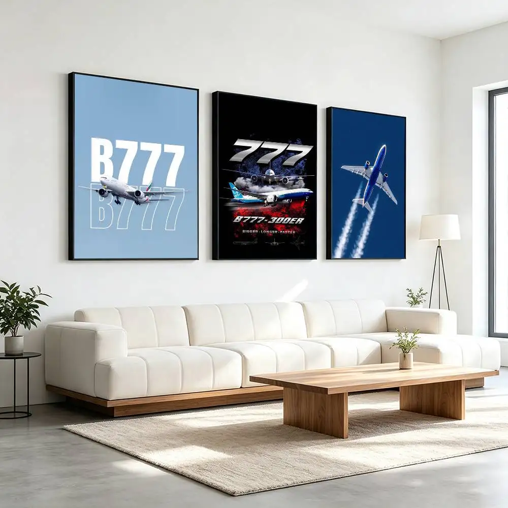 Top Airplane Boeing 777  Poster Waterproof Wall Art Sticker For Bar Living Room Vintage Decor High Quality Print Gift