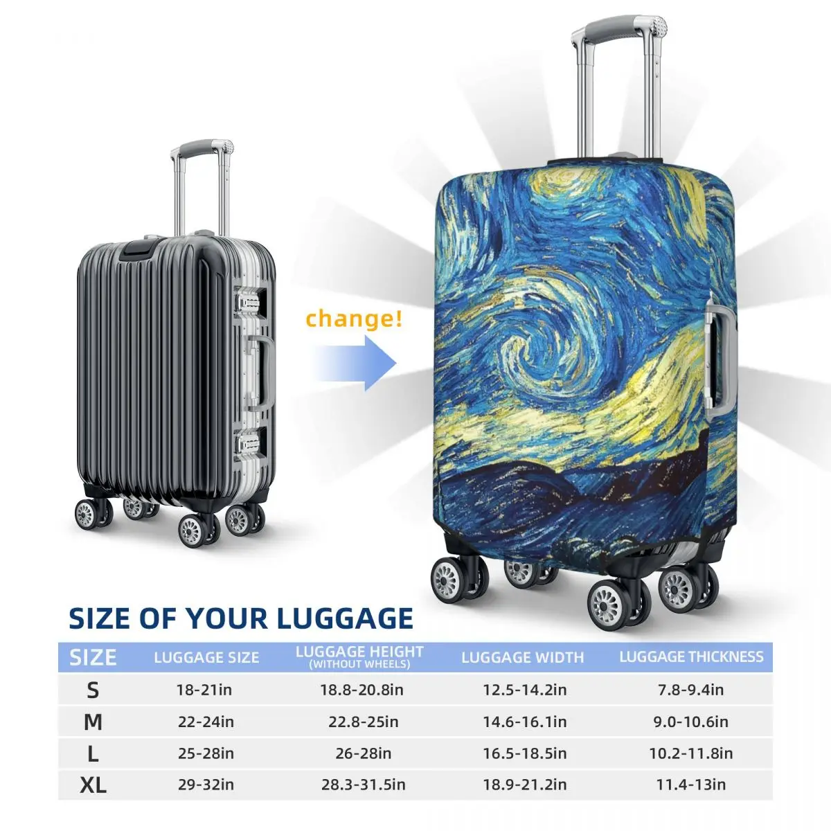 Van Gogh Starry Night Suitcase Cover Flight Starry Night Van Gogh Elastic Luggage Supplies Travel Protector