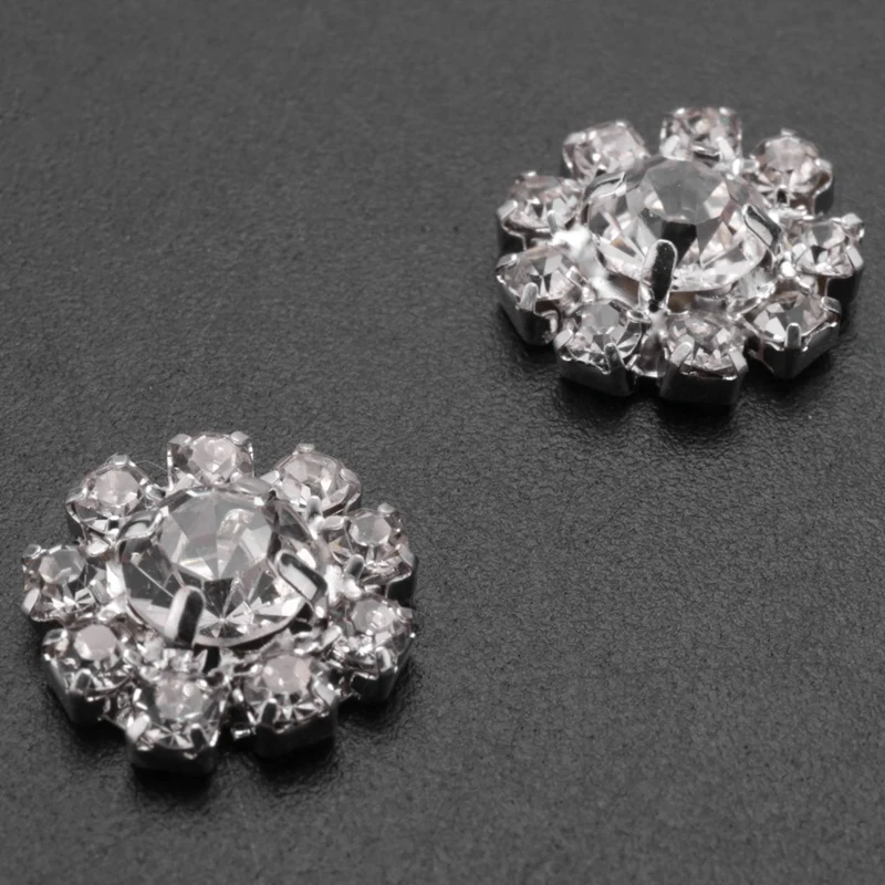 Crystal Rhinestone Button Flat Back Decoration DIY 15Mm 20 Pcs Clear