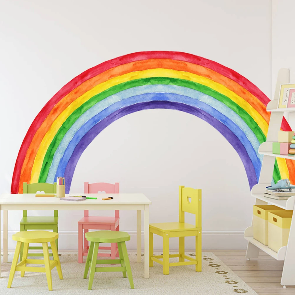 

1Set Watercolor Rainbow Wall Sticker Non-Damage Removable Sticker Indoor Wall Decal Decorative Room Decor Rainbow Decal