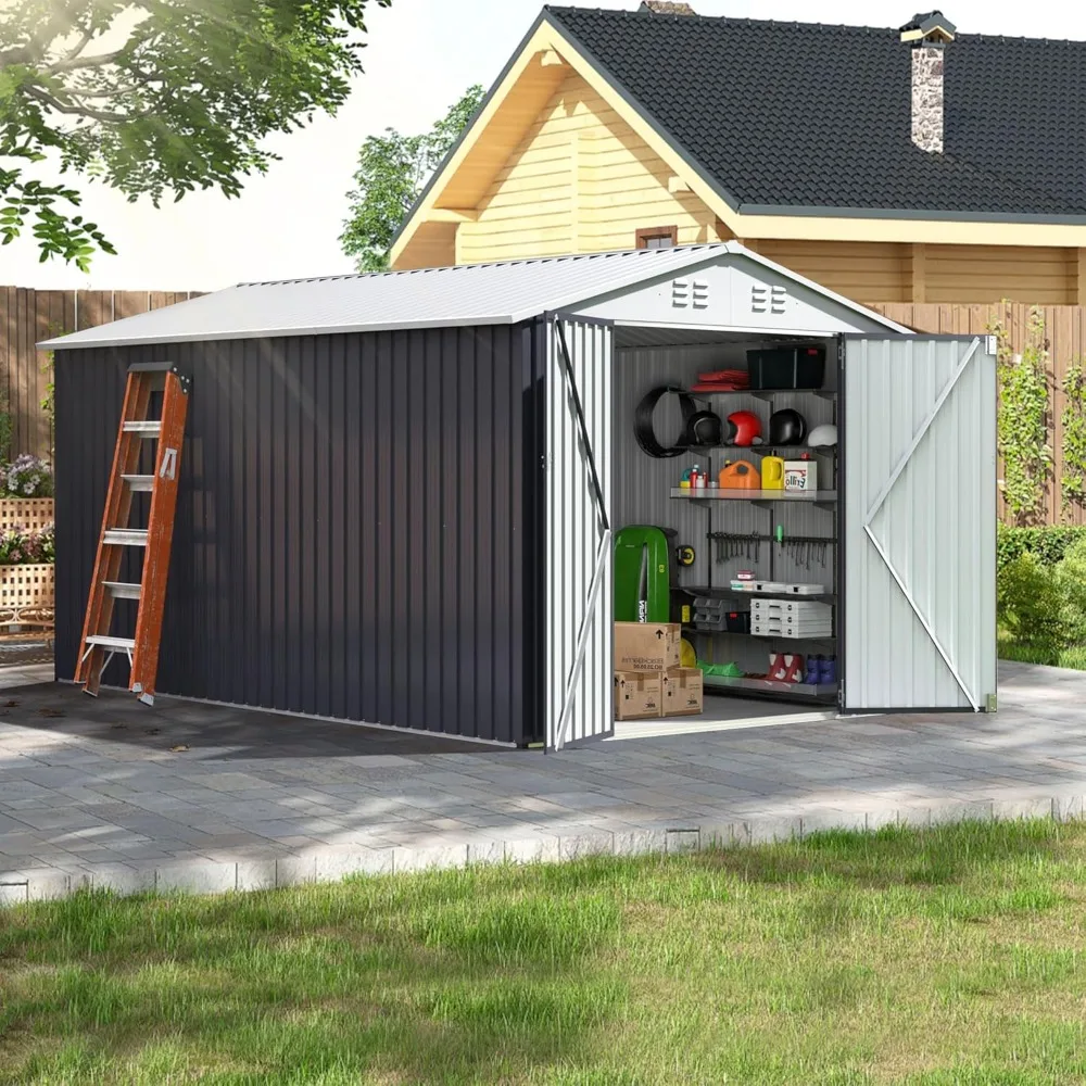 

Outdoor Storage Shed.Outdoor Storage Shed 8x11.7 FT, Metal Garden Shed with Lockable Doors and Updated Frame Structure