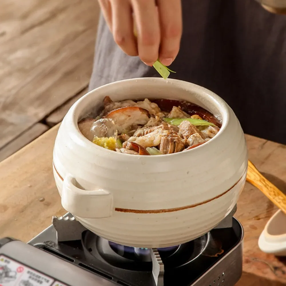 Mantoyaki Japanese-style earthen pot rice kettle, Japanese casserole, soup pot, household cooking porridge, pot boiling, stewed