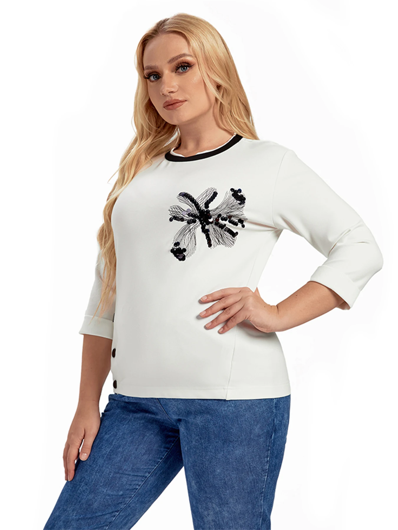 

Women Plus Size Knitted Spring And Autumn Fashionable Top