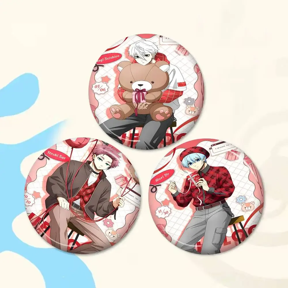 Anime BLUE LOCK Creative Pins Funny Faces Round Snap-in Brooch Badge Backpack Hat Accessories Jewelry Gifts