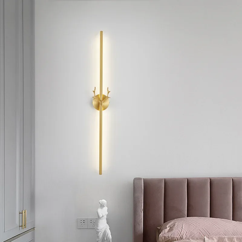 Modern Antler LED Wall Lamp Bathroom Mirror Wall Sconce for Bedside Living Room Stairs Aisle Copper Home Decor Indoor Lighting