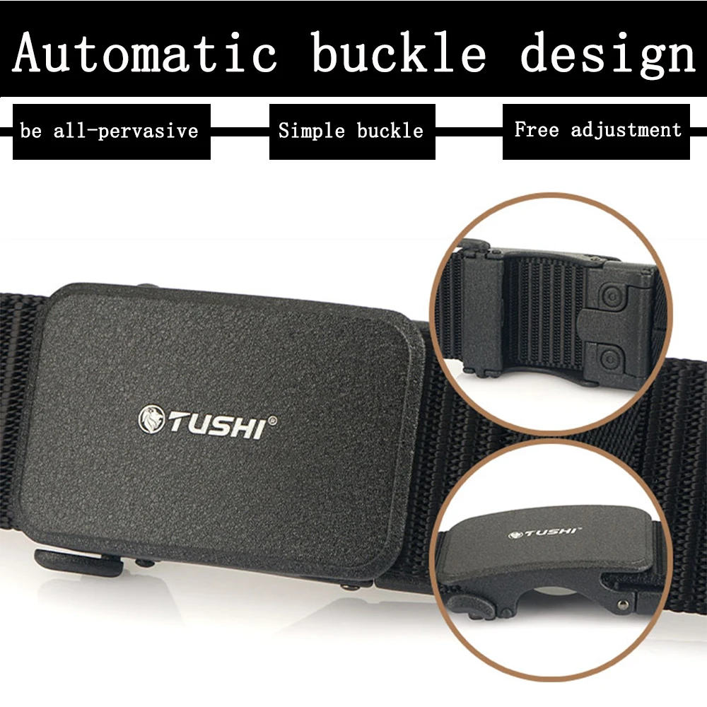 TUSHI New Golf Sports Army Belt Tactical Belt Metal Automatic Buckle Tough Stretch Nylon Hunting Men Military Belt Accessories