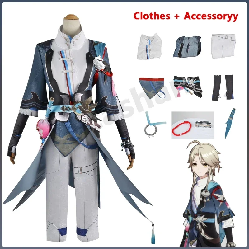 

CosplayGame Yanqing Cosplay Honkai Star Rail Costume Yanqing Wig Men Swordsman Kendo Uniform Cloak Wig Halloween Carnival Paert