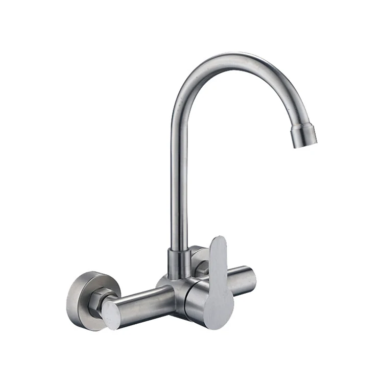 2024 kitchen commercial faucet wall faucet hot and cold stainless steel kitchen 2 hole water faucet