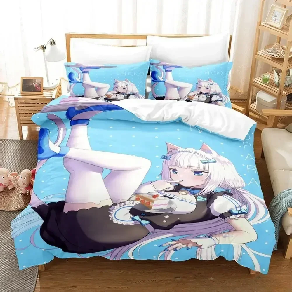 

3D Print Anime Kawaii Girls Nekopara Bedding Set Printed With Pillowcase Bed Duvet Cover Soft Queen King Size Bedclothes Home