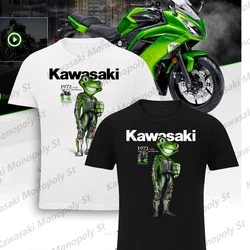 カワサキサキゴーストローモーターサイクルTシャツ、ラリーニンジャカエル、ヘビーアーケードカー、メンズTシャツ、子供、大人、男の子のトレーニングトップ、夏