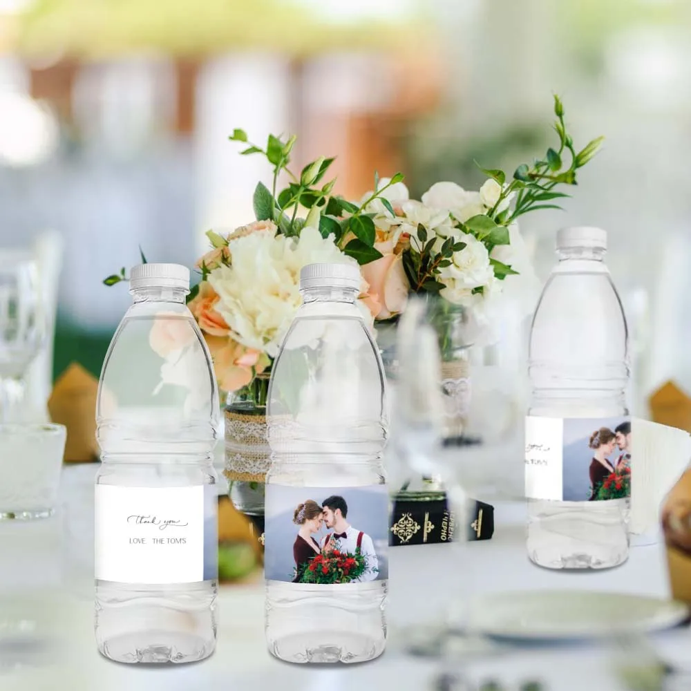 Maßgeschneiderte Foto-/Text-Wasserflaschenaufkleber, geeignet für Hochzeiten, Jubiläum, Geburtstage und verschiedene Eventdekorationsetiketten