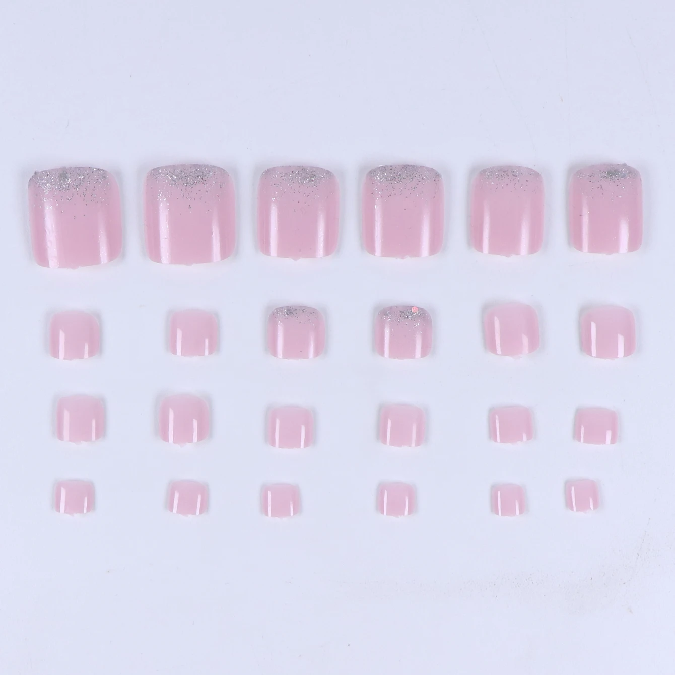 24 uñas postizas cortas, diseño Flash, tira de presión para uñas de los pies moradas, uñas postizas acrílicas, adhesivo Artificial en la uña