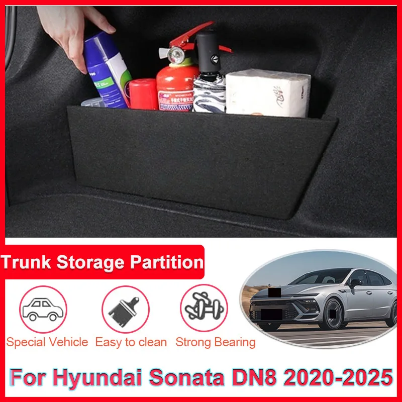 

Car Trunk Storage Partition Box For Hyundai Sonata DN8 2020~2025 Side Storage Auto Part Interior Accessories Tools Rear Sorting