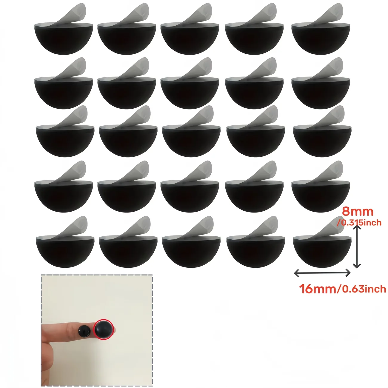 36‑pcs Rubber Isolation Bumpers, Self‑Adhesive Hemispherical Non‑Slip Feet Pads for Desk Speakers, Turntables, Record Play