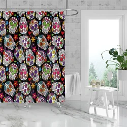 1PC 180x180cm Cartoon Flower Heart Skull Children's Polyester Shower Curtain Waterproof Cloth Decoration Bathroom Curtain